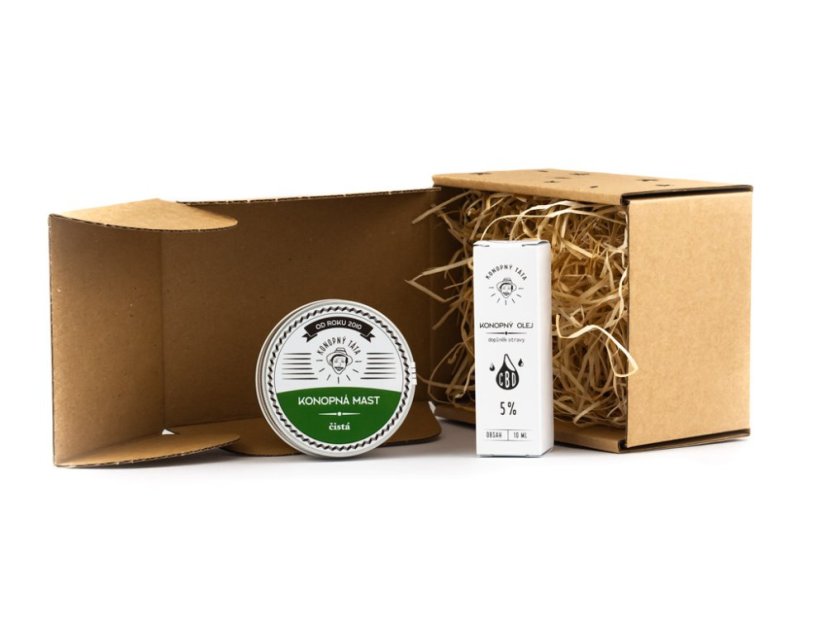 Pakiet prezentowy - czysty balsam konopny i olej CBD 5%, Konopny Tata
