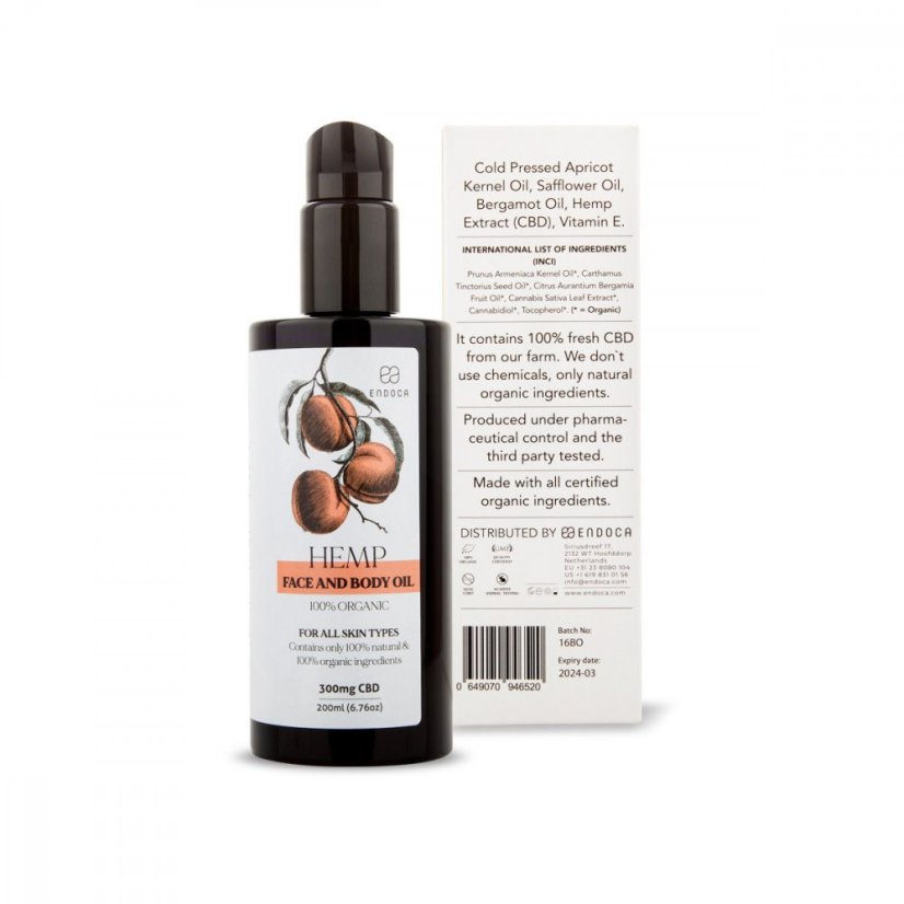 Apricot CBD face and body oil 300mg CBD, 200ml