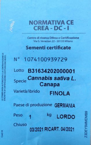 Finola - technical hemp 25 pcs Cannapio