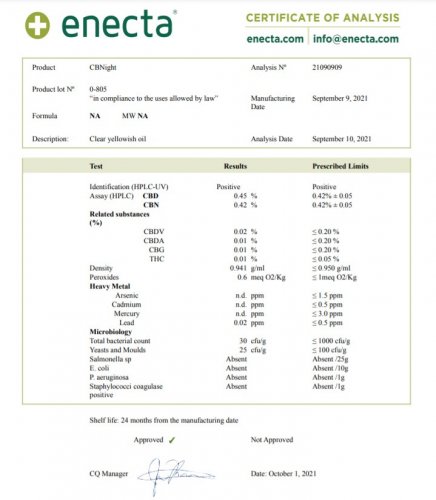 Enecta CBNight FORMULA, 125 mg CBD / CBN, 30 ml