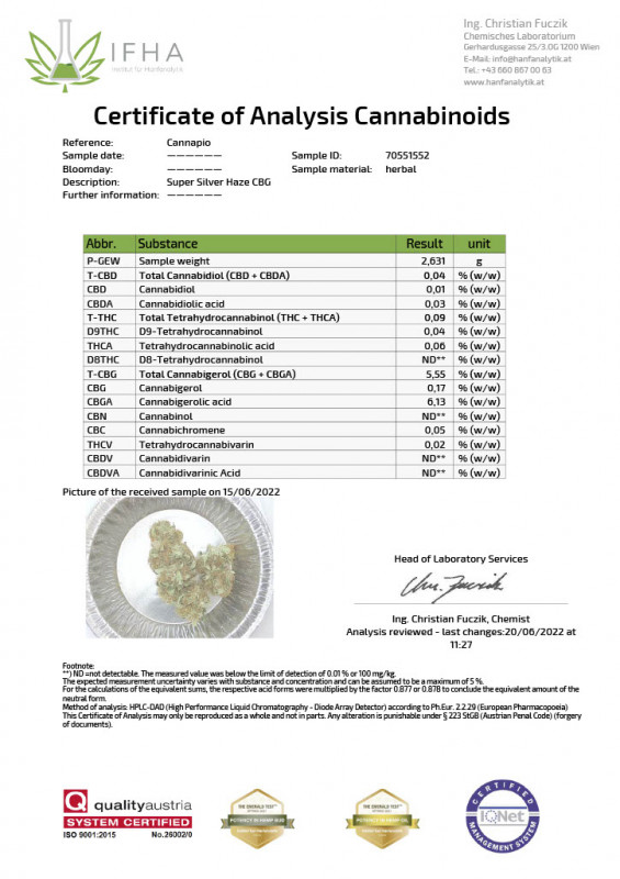 Super Silver Haze CBG - Indoor CBD kvety Cannapio 1g
