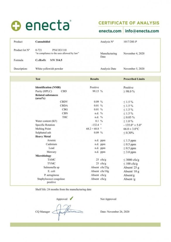 Enecta CBD krystaly 99%, 500 mg