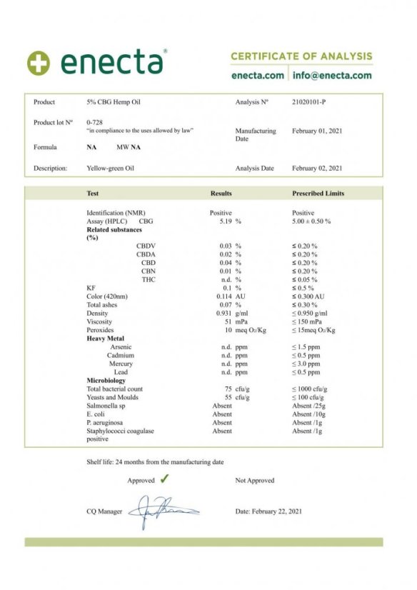 Enecta CBG olej 5%, 500 mg, 10 ml