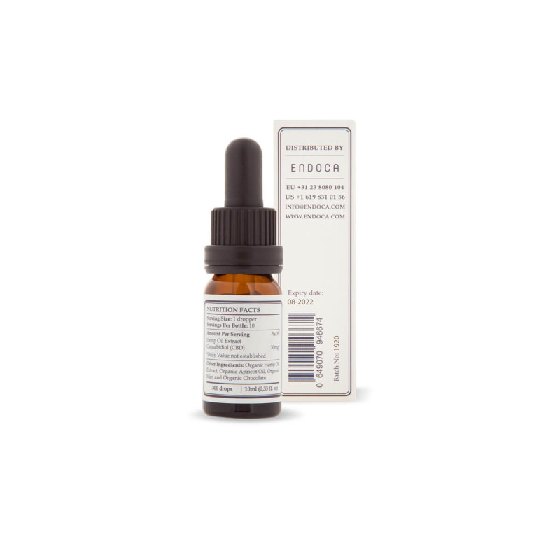 Endoca chocolate-mint CBD oil, 300 mg CBD, 10 ml