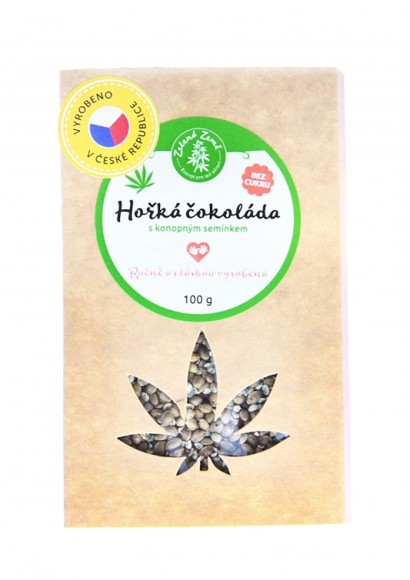 Dunkle Schokolade mit Hanfsamen 100g zuckerfrei, grüne Erde