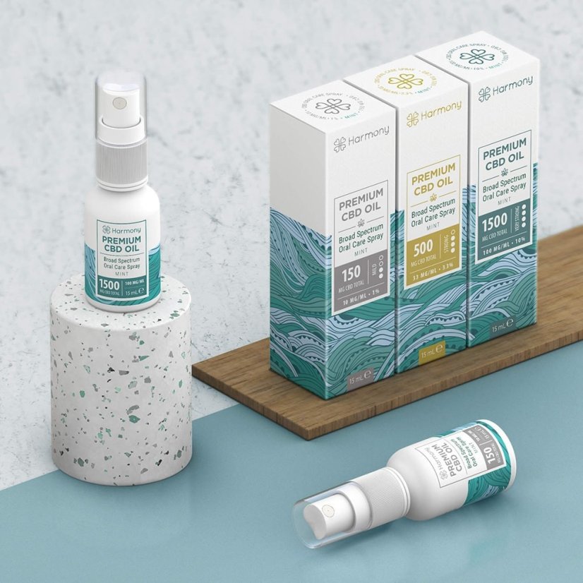 Harmony CBD olie spray 1500 mg, 15 ml, Mint