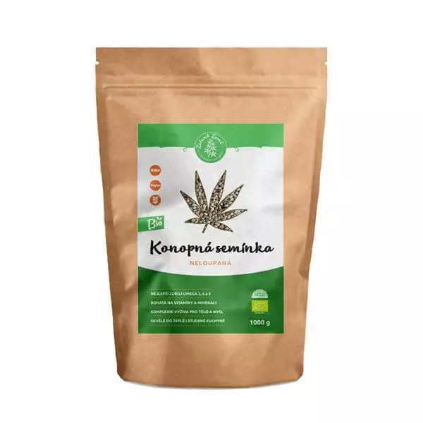 Konopné semínko neloupané BIO, 1 kg, Zelená Země